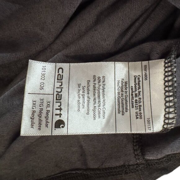 CARHARTT Dark Gray Force Relaxed Fit Mid-Weight Long Sleeve T-Shirt Top 3XL - Picture 4 of 6